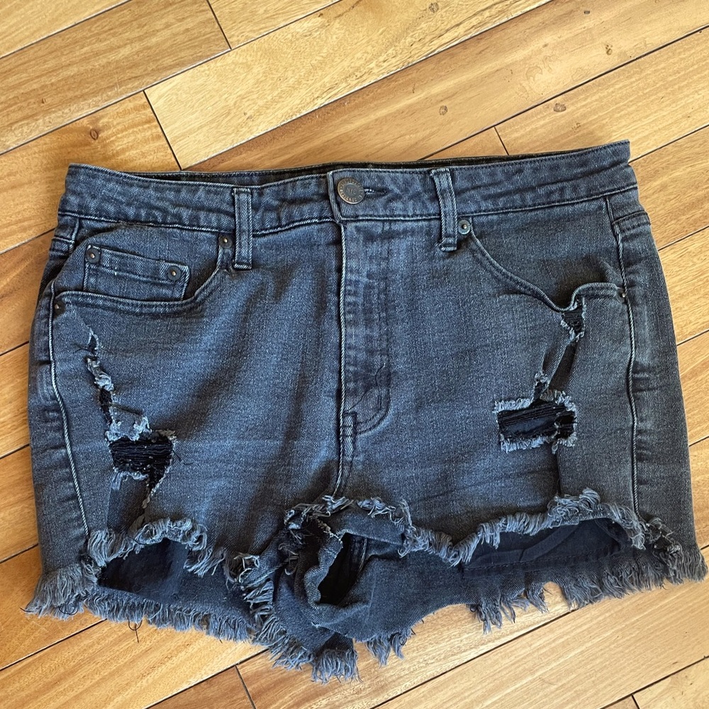 Aeropostale Distressed Black Jean Shorts